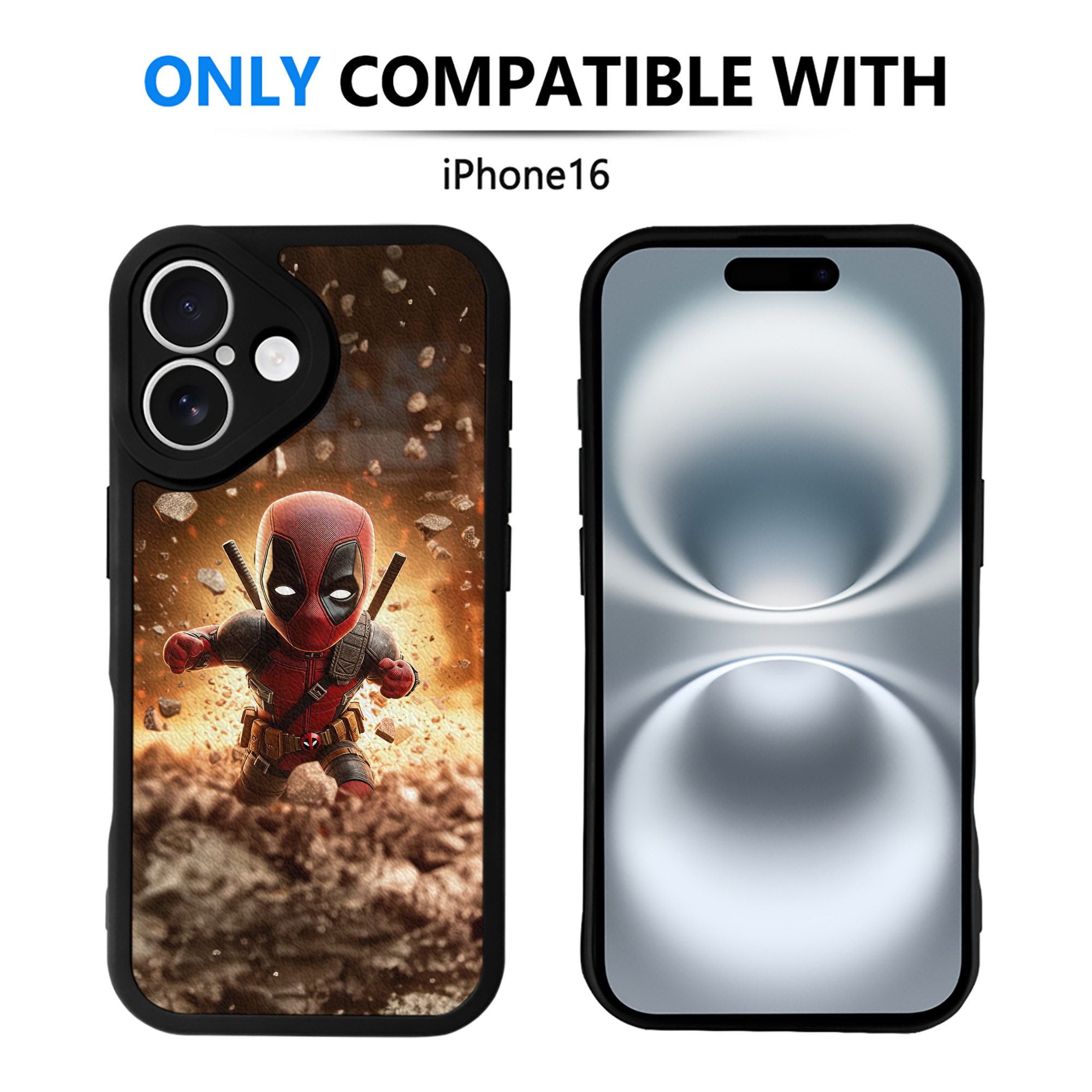 （画像用） Deadpool デッドプール 【iPhone 16シリーズ対応】シリコンスマホケース（レザー調） 材質：シリコン